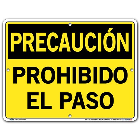 Vestil Polystyrene Sign, 9-1/2" Height, 12-1/2" Width, Polystyrene, Rectangle, Spanish SI-C-15-B-PS-040-S